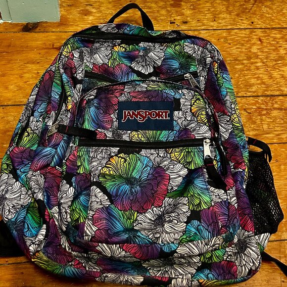 Large Jansport Rainbow Floral Backpack - Picture 1 of 1